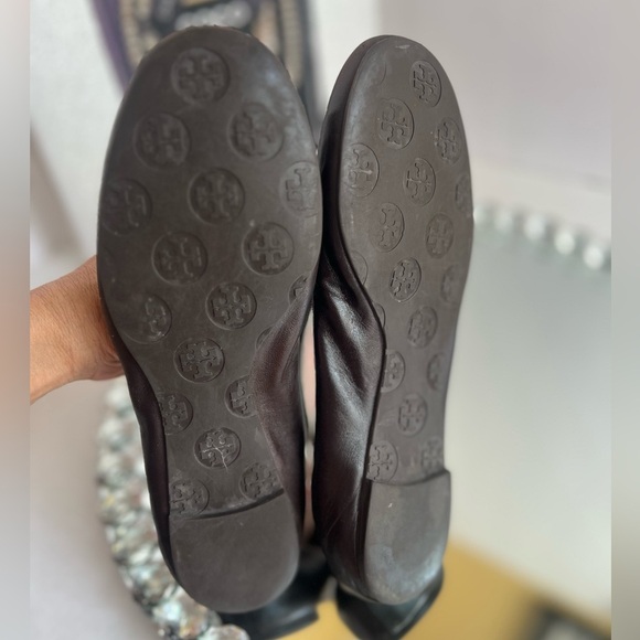 Tory Burch dark brown leather  Espadrilles with Gold Emblem size 8 - Picture 9 of 11